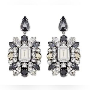 Swarovski by Shourouk French designer pierced crystal drop earrings signed